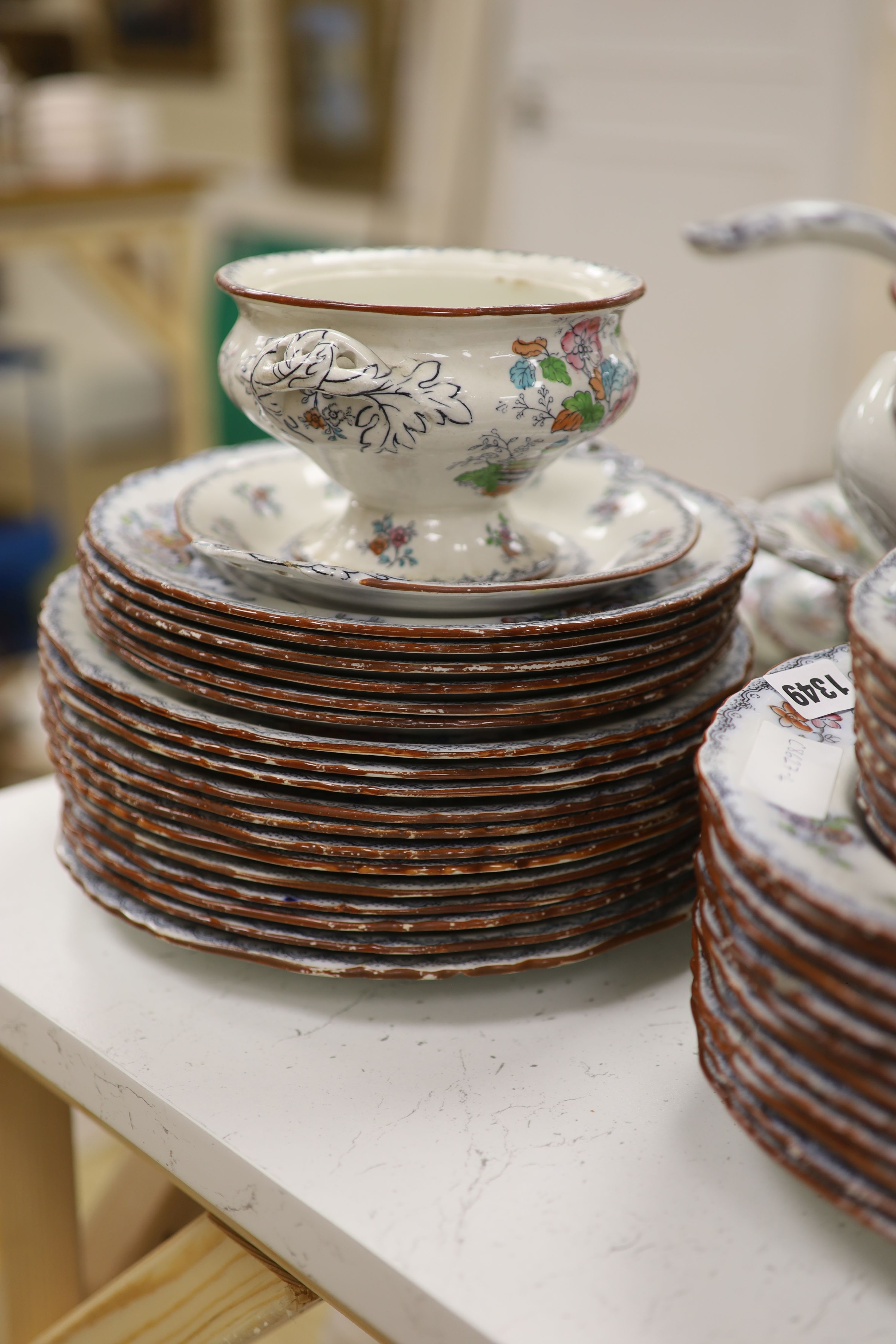 A Victorian Ashworth ironstone part dinner service